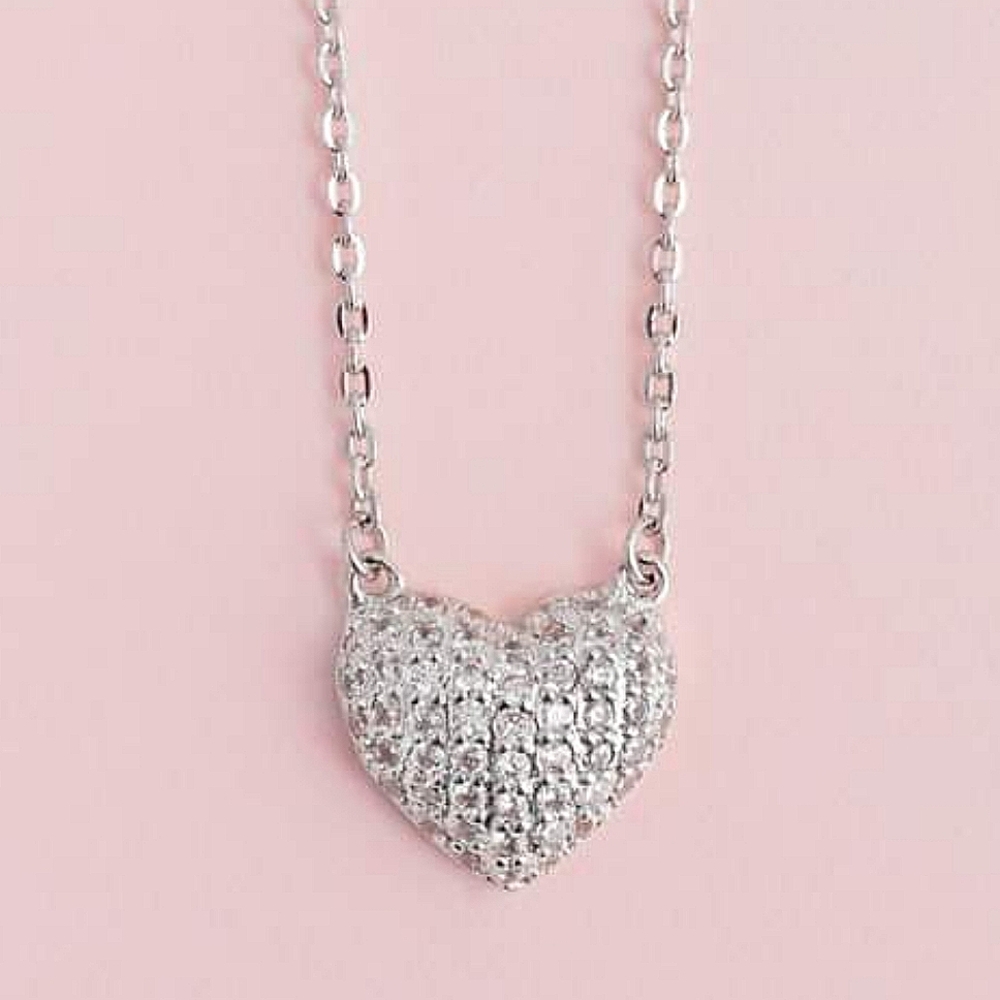 Heart Gemstone Necklace, 925 Sterling Silver Charmed Aroma Love Story
